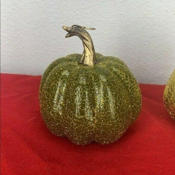 Autumn Pumpkin‎ Red Green and Gold 3 pc Decor - Picture 4 of 6